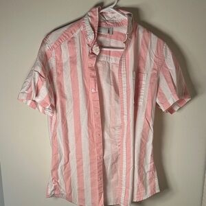 ASOS Men's Casual Pink and White Striped Shirt